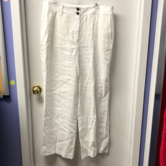 Boden Pants - Boden White Wide-Leg Linen Pants
